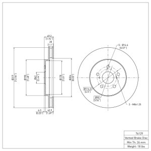 Lexus RX400h Brake Rotor (1) - Front - R1 Concepts - Plain - `04-`09